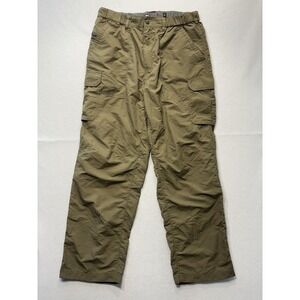 REI Cargo Pants Mens Large Green Nylon Elastic Waist UPF 50 Hiking Outdoor